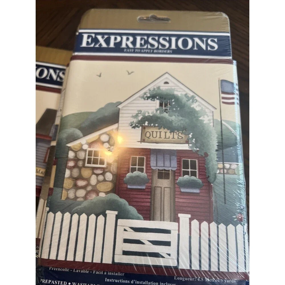 Expressions Prepasted Wallpaper Border SB10124B Country Storefronts Picket 5 Yds